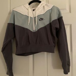 Nike Cropped Sweatshirt - Multicolor Blue - Small